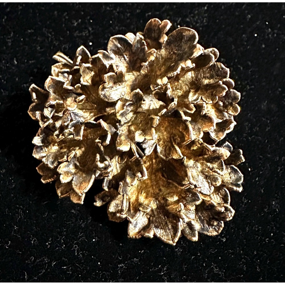 Flora Danica Denmark Curly Leaf sterling Silver‎ Gold Wash Pin